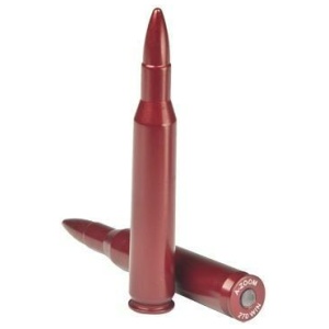 Two red rifle cartridges on white background