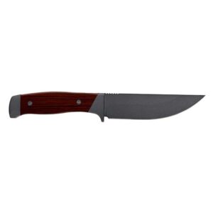 Fixed-blade knife with wooden handle on white background