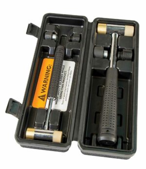 Dual-head hammer tool set in plastic case