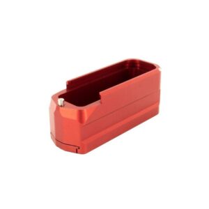 Red anodized metal magazine extension for firearms
