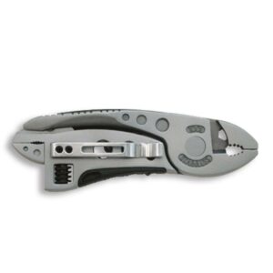 Compact multi-tool wrench with pliers and pocket clip