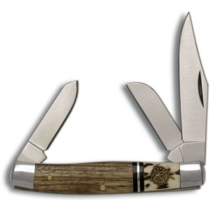 Classic pocket knife with three blades open.