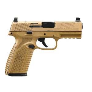 Tan semi-automatic pistol on white background
