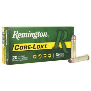 Remington Core-Lokt rifle ammunition box and cartridges