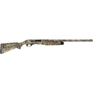 Camouflage-pattern shotgun on white background