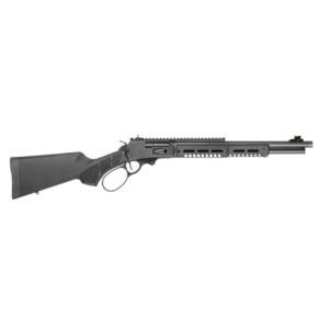 Black lever-action rifle with a modern design