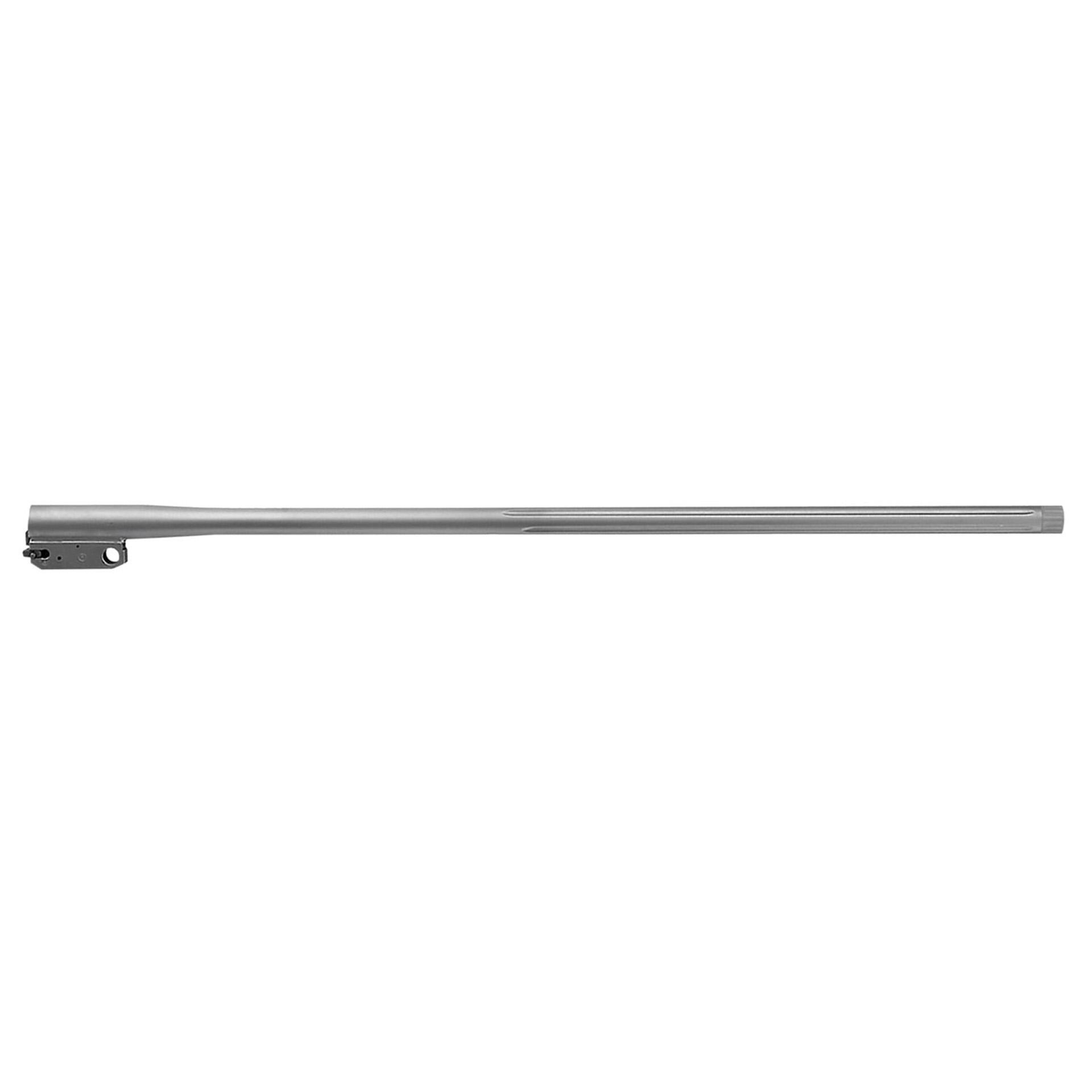 Stainless steel rifle barrel with fluted design.