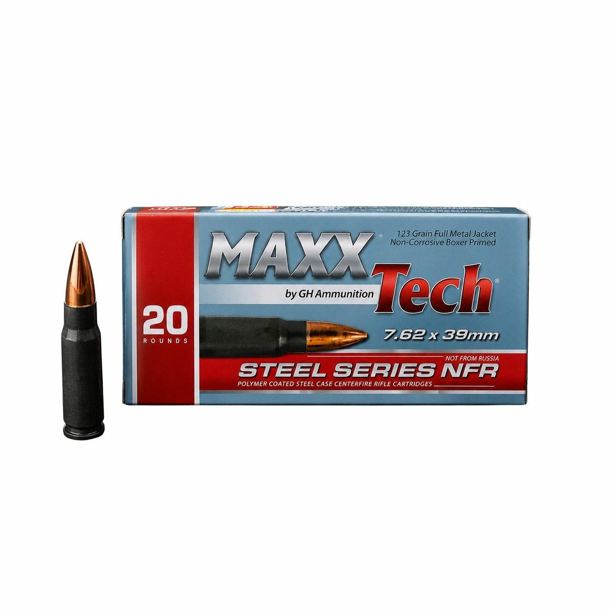 MaxxTech NFR 7.62x39mm 123gr FMJ Steel Case Ammo