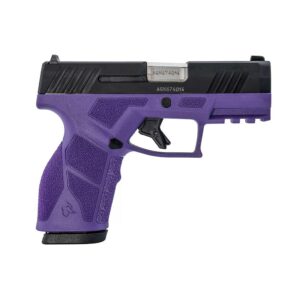 Purple and black handgun side view
