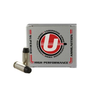 Box of Underwood handgun ammunition with cartridges