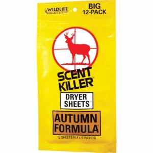 WRC DRYER SHEETS SCENT KILLER - AUTUMN FORMULA 12-PACK