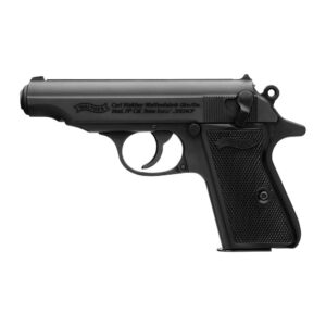 Walther PP semi-automatic pistol on white background