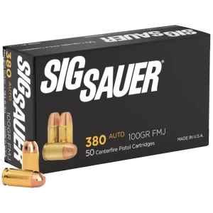Sig Elite Performance Handgun Ammunition .380 ACP 100 gr FMJ 910 fps 50/ct