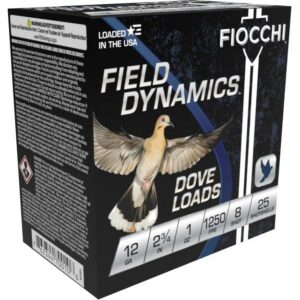 Fiocchi Field Dynamics Dove & Quail Shotshells 12ga 2-3/4" 1oz 1250 fps #8 25/ct