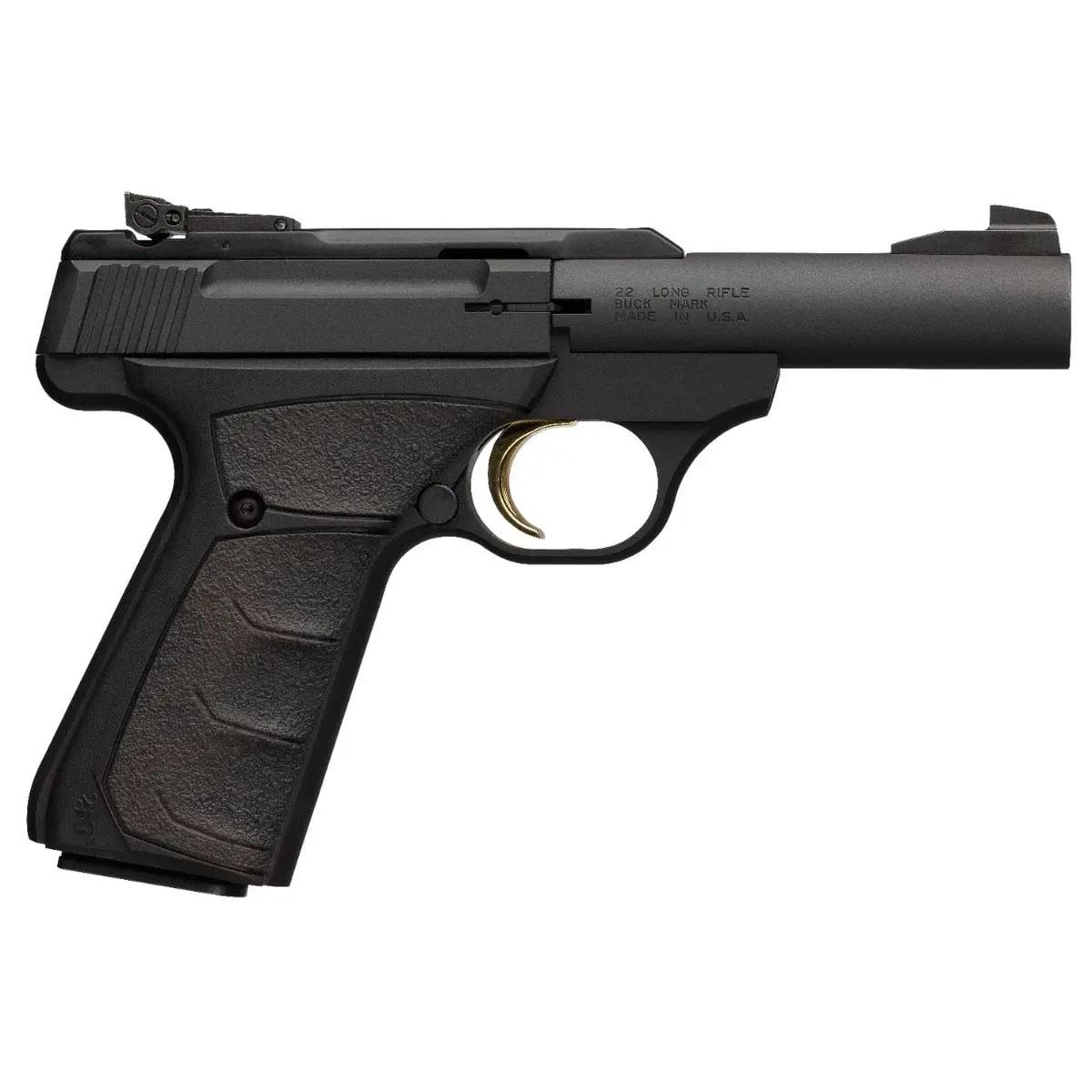 Black .22 caliber semi-automatic pistol side view