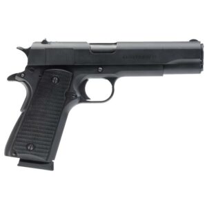 Black handgun isolated on white background