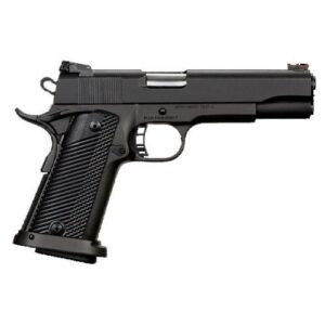 Black handgun with textured grip