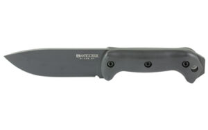Black fixed-blade knife with ergonomic handle