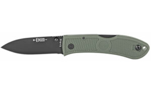 Green-handled folding knife with black blade