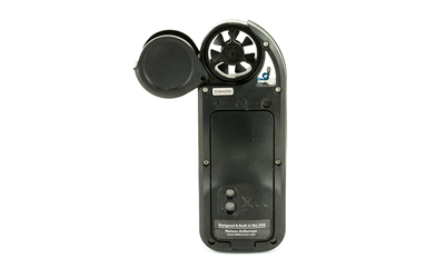 Handheld digital anemometer with exposed fan sensor
