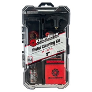 KleenBore pistol cleaning kit with accessories in case.