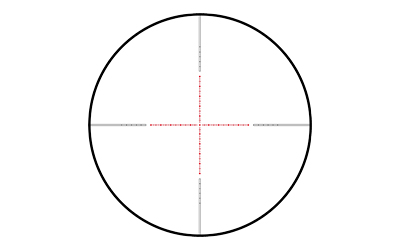 Circular crosshair reticle with red center lines