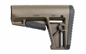 Tan adjustable rifle stock on white background