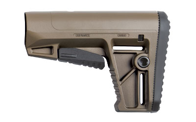 Tan adjustable rifle stock on white background