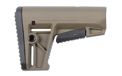 Tan adjustable rifle buttstock on white background
