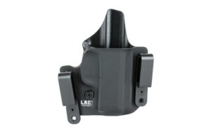 Black inside-the-waistband handgun holster with belt clips