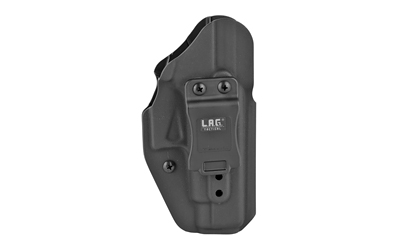 Black molded handgun holster with belt clip