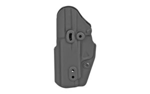 Gray molded handgun holster on white background