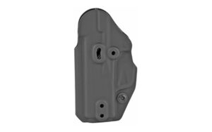 Gray molded handgun holster on white background
