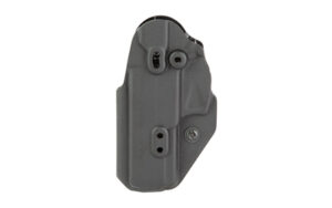 Gray Kydex handgun holster with belt clip mount