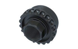 Industrial black metal nut and bolt component