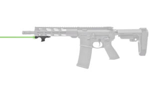 AR-style rifle with green laser sight