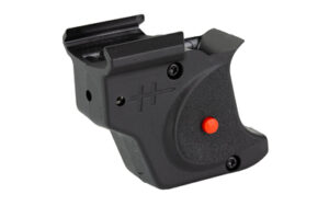 Compact handgun grip laser attachment with red button
