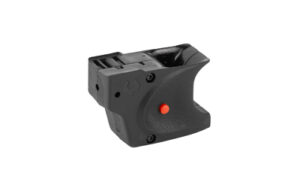 Compact black laser sight with red button