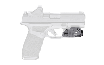 Handgun with mounted laser sight attachment