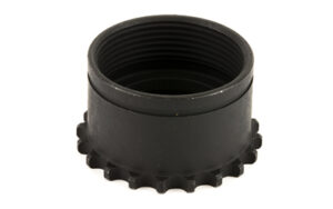 Black threaded metal lockring with toothed base
