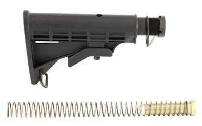 Rifle stock with buffer spring assembly, isolated view.