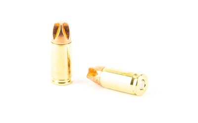 Hollow-point bullets isolated on white background.