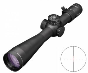 Black rifle scope with adjustment turrets and reticle
