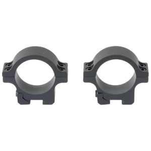 Two black aluminum scope rings for rifles