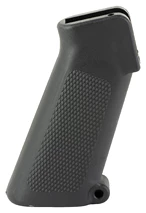 Black textured gun grip, side view.