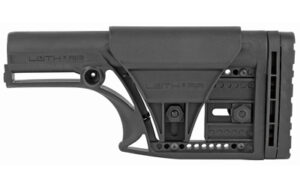 Black adjustable rifle buttstock side view