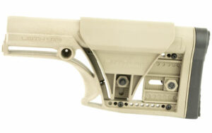 Tan adjustable rifle stock with cheek rest