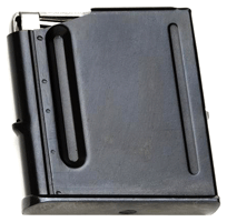 Black metal gun magazine, side view