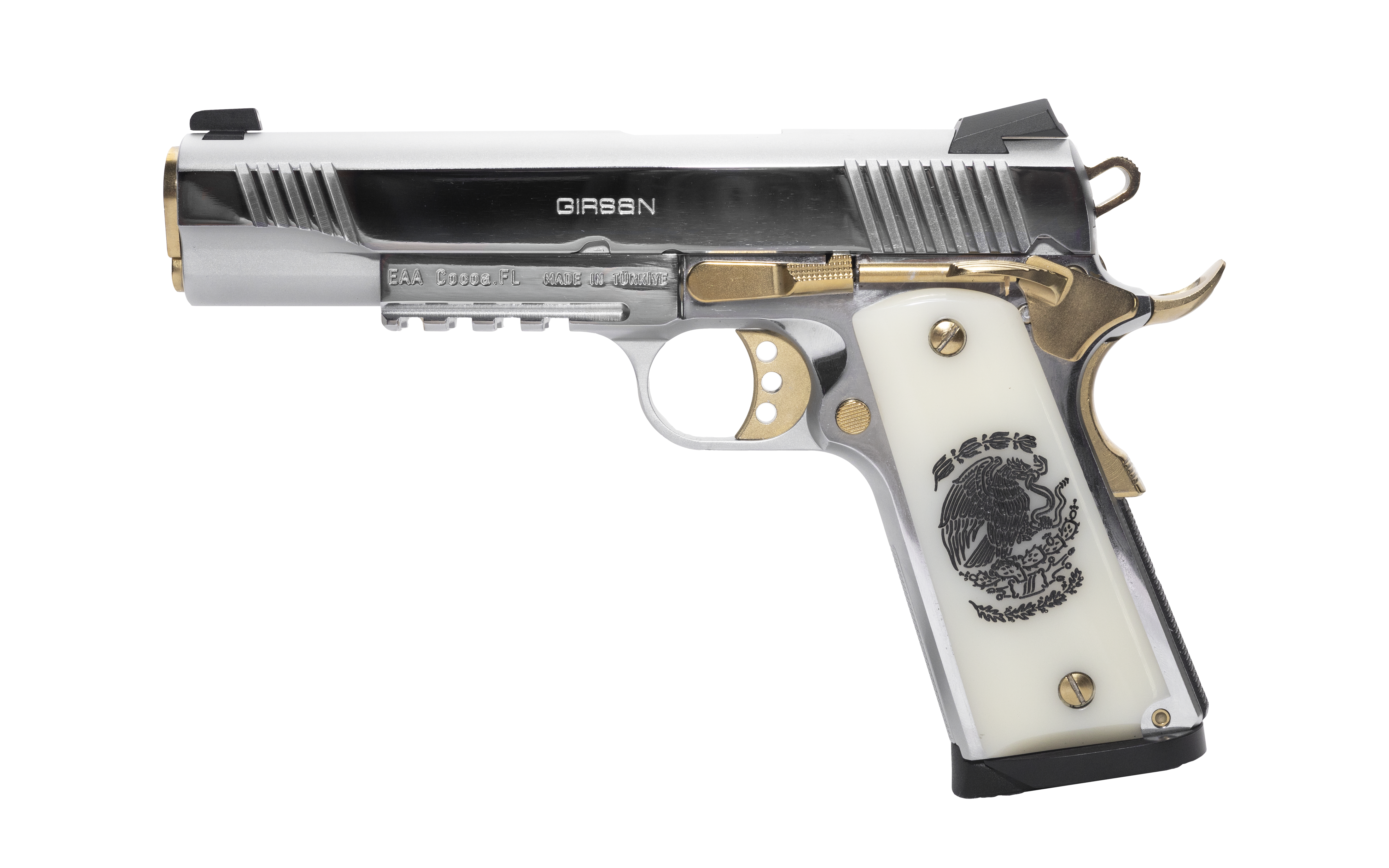 Girsan MC1911 Liberador Handgun .38 Super 9rd Magazine 5" Barrel Stainless Steel Mexican Coat of Arms