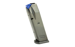 Handgun magazine with blue tape on top